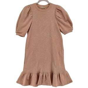 Ulla Johnson Women P Small Landry Ruffle Sweatshirt Mini Dress Peach Pink